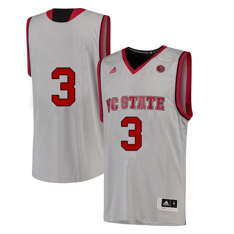 Men #3 Miah Spencer NC State Wolfpack College Basketball Jerseys-White